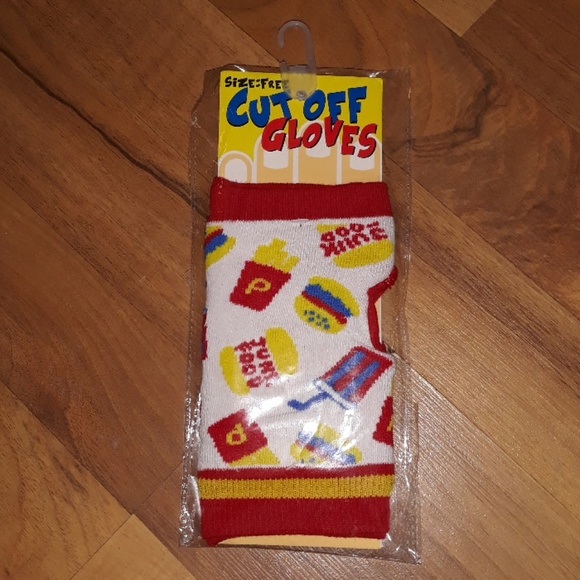 Hollywood Mirror Accessories - Food fingerless glove cheeseburger French fries